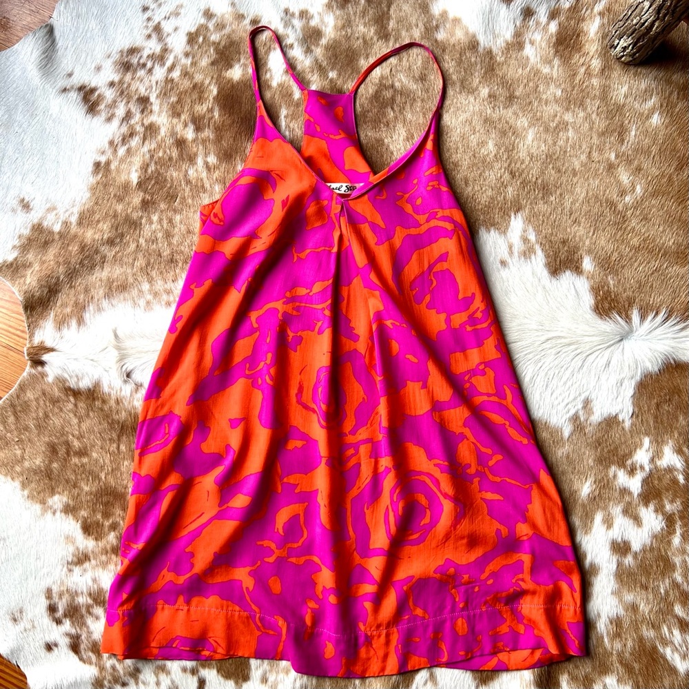 Michael Stars Tangerine and Fushia Print Dress